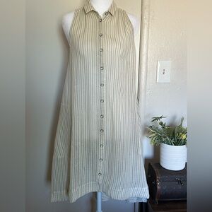Free People Beige Striped‎ Midi Dress women size xs 100 cotton